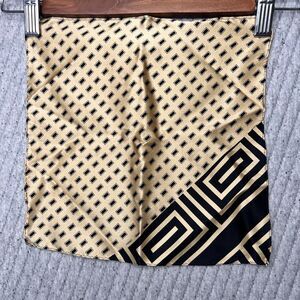 Vintage Silk Pocket Square Cream Black Art Deco 10 X 10 Hand‎ Rolled Edges